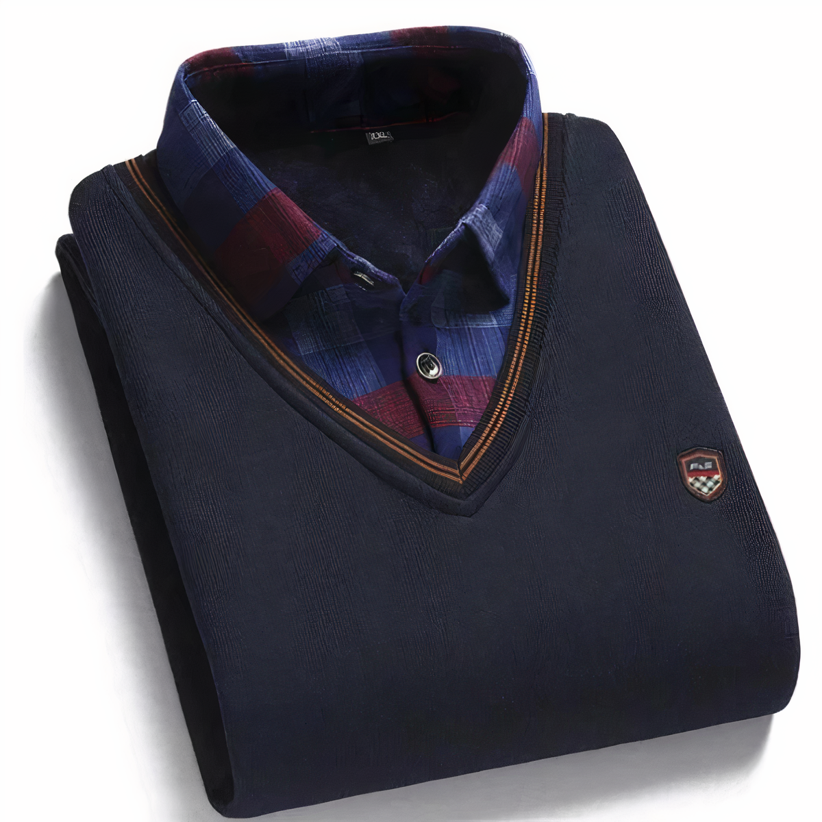 Herren-Pullover mit V-Ausschnitt und Polokragen