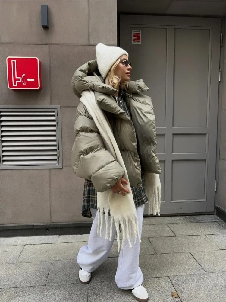 Krohn-e | Damenjacke mit Kapuze Warme Daunenjacke Im Kurzen Modell