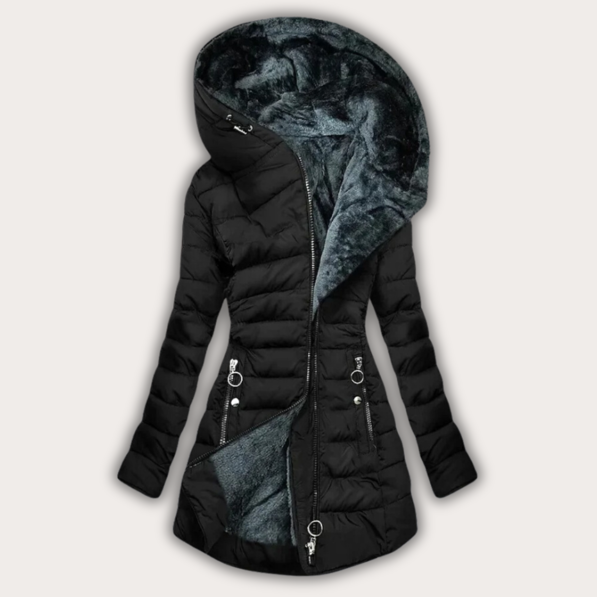 Damen Daunenjacke mit warmer Fellkapuze