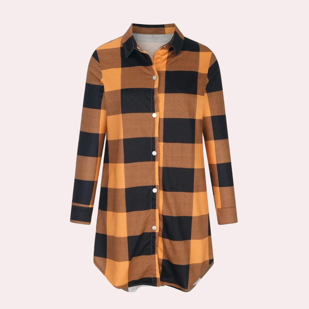 Krohn-e | Kariertes Herbstjacke in Midilänge für Damen