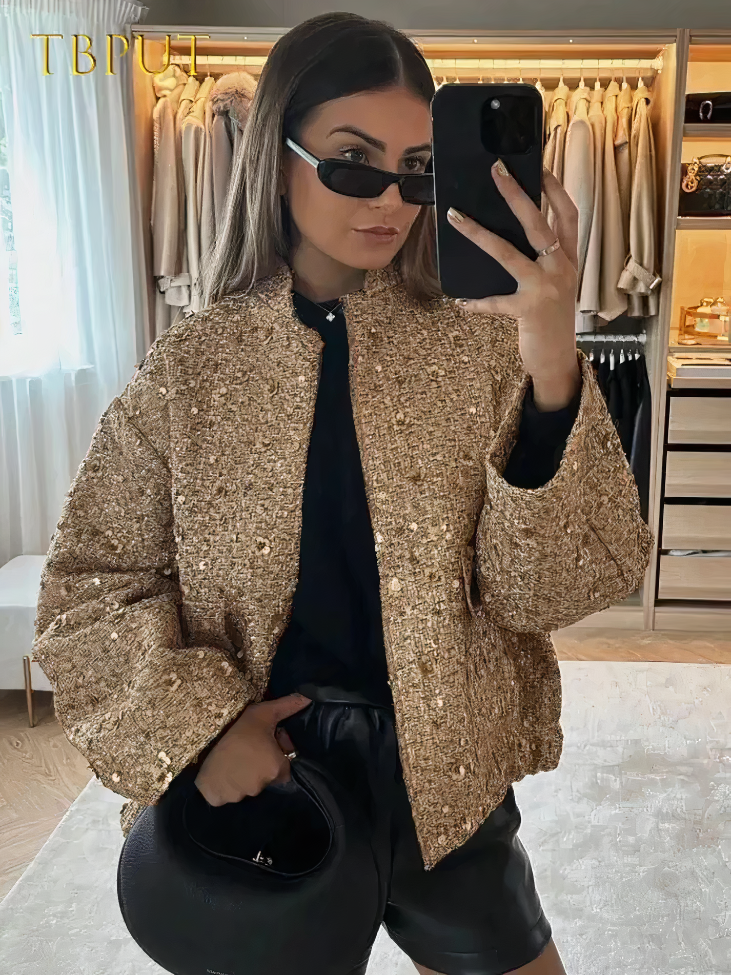 Krohn-e | Goldene Paillettenjacke