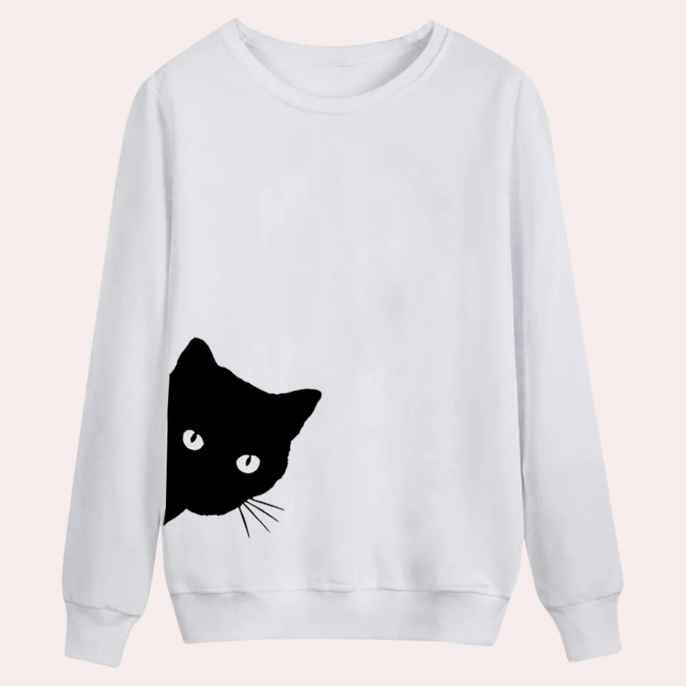 Damensweatshirt mit Katzenmotiv von Fudus