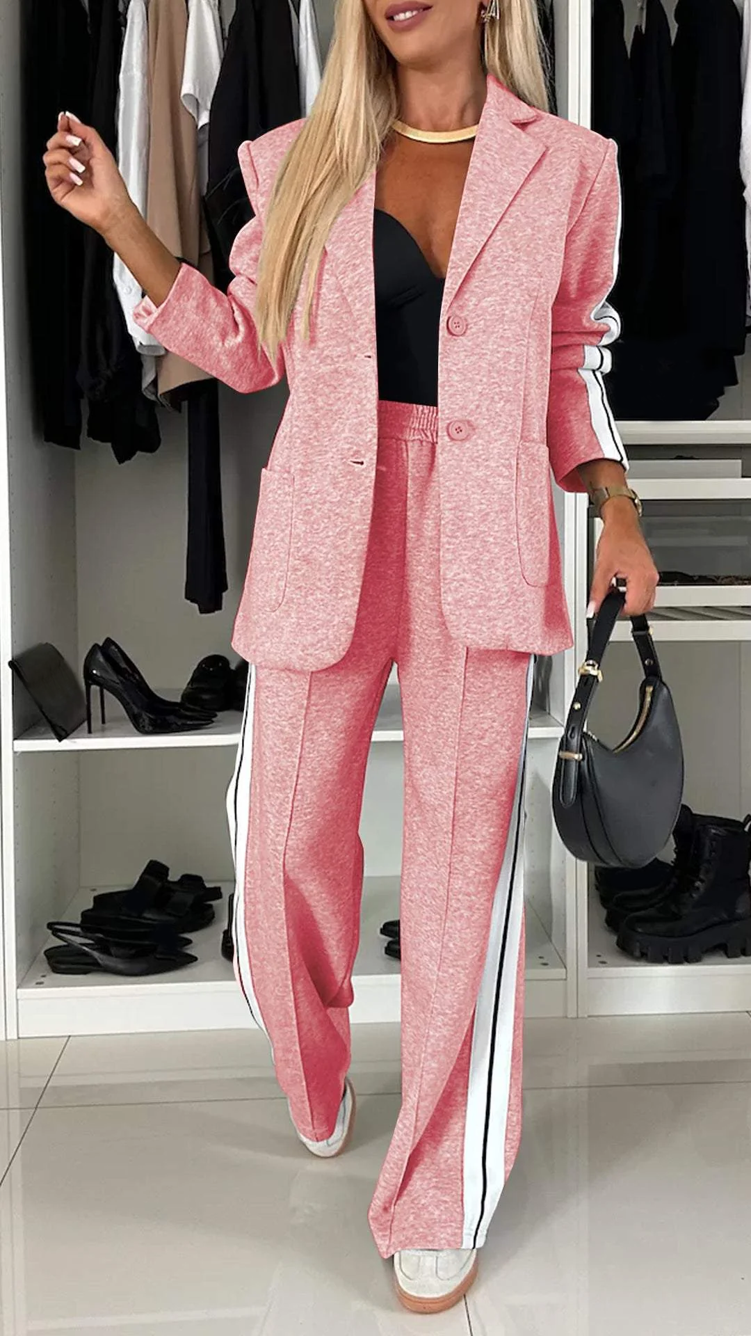 Glena | Damen-Blazer-Set mit Joggingstreifen, lässig-schick