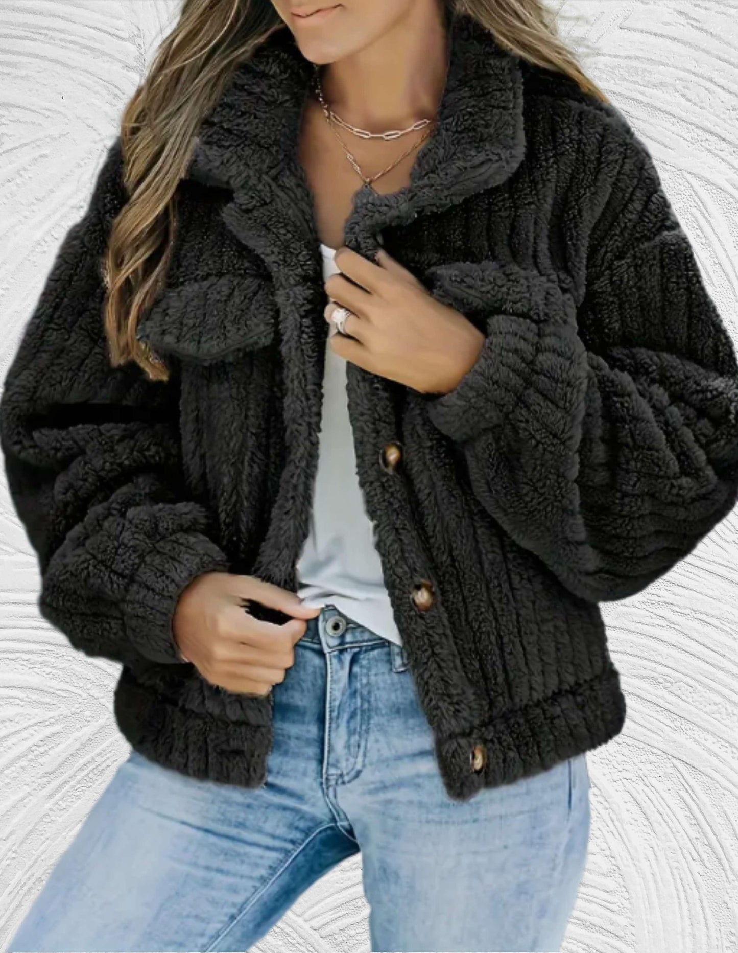 Dicker Kunstfell Wintermantel von Kase mit Brusttaschen