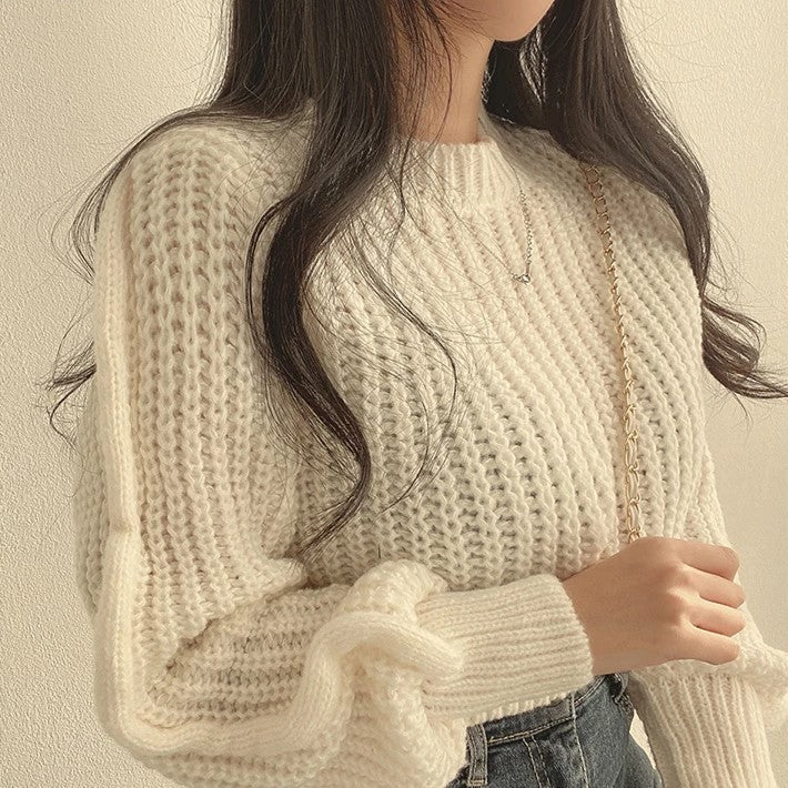 Krohn-e | Bequeme Damen Cropped Pullover mit Langen Ärmeln