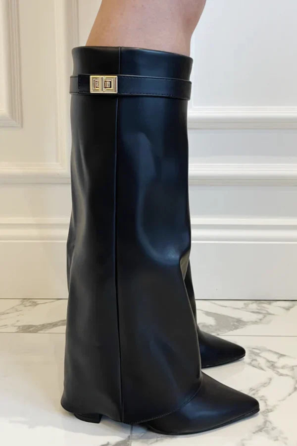 Krohn-e | Elegante Kniehoge Stiefel mit Riemchen