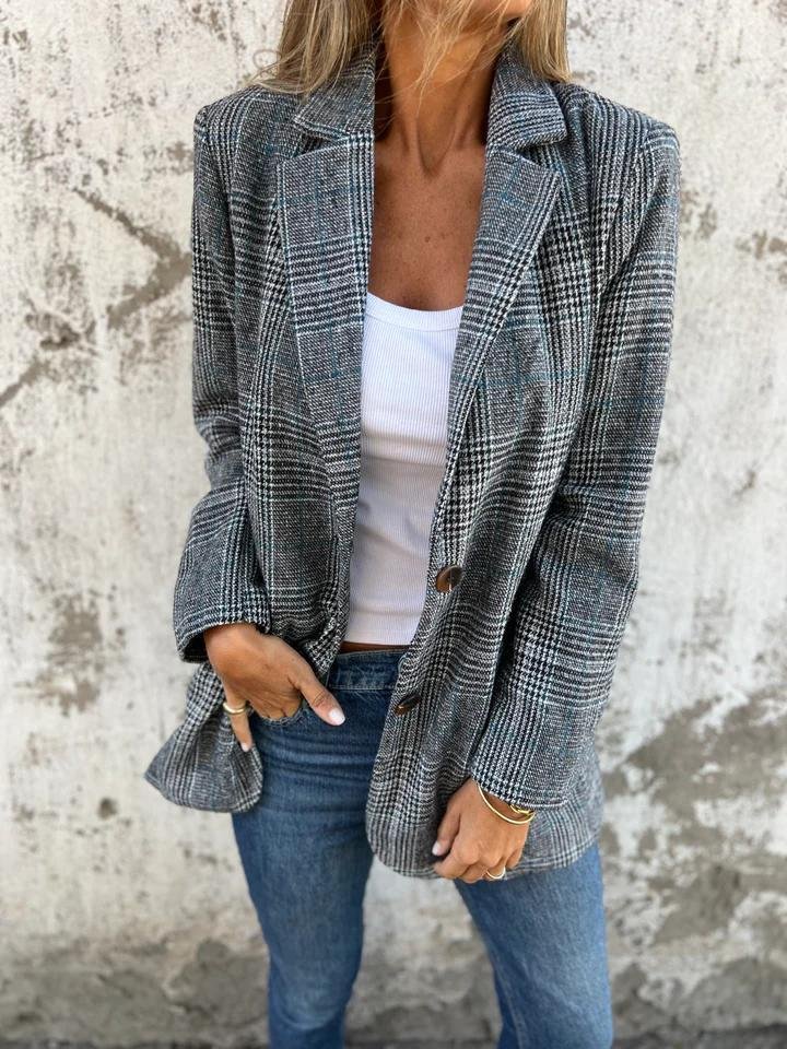 Krohn-e | Stilvolle Damen Winter Kariert Blazer