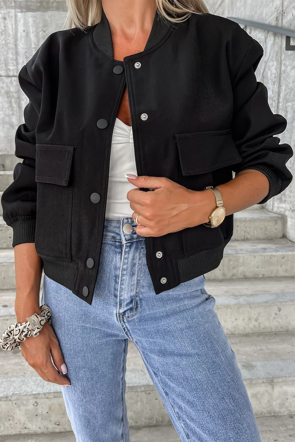 Krohn-e | Bomberjacke mit Taschen Polyester-mischung Klassisch und Zeitlos
