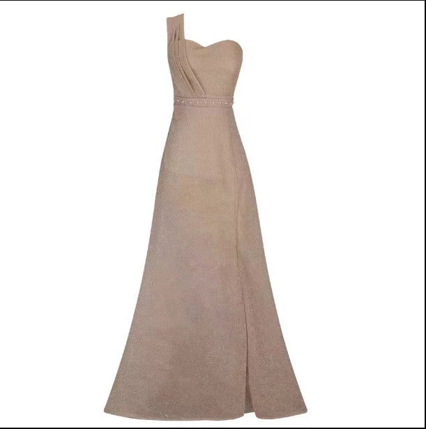 Fudus asymmetrisches ärmelloses Bronzing-Wickelkleid