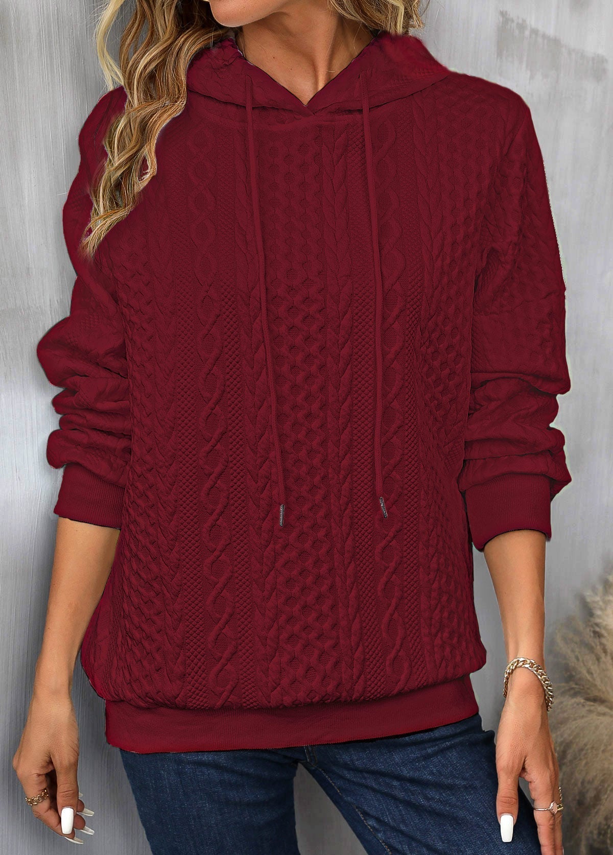 Frauen Kapuzenpullover mit Kordelzug und langen Ärmeln von Fudus