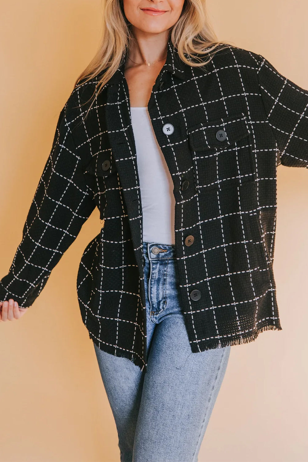 Krohn-e | Karierte Jacke mit Großen Taschen Polyester-baumwolle Schick und Vielseitig