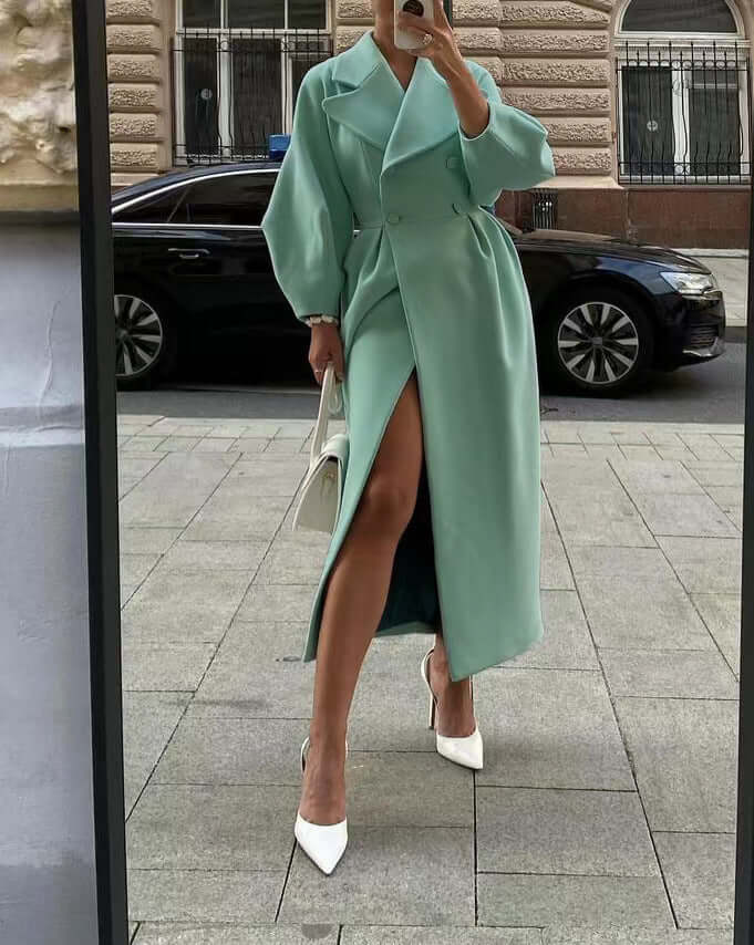 Krohn-e | Damen Stilvoll Laternenärmel Lange Mantel