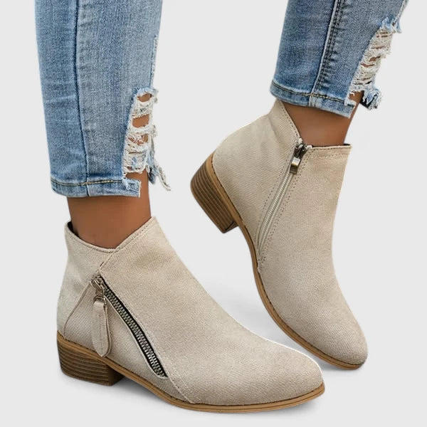 KROHN-E Damen Stiefeletten mit Fußgewölbestütze und gepolsterter Sohle