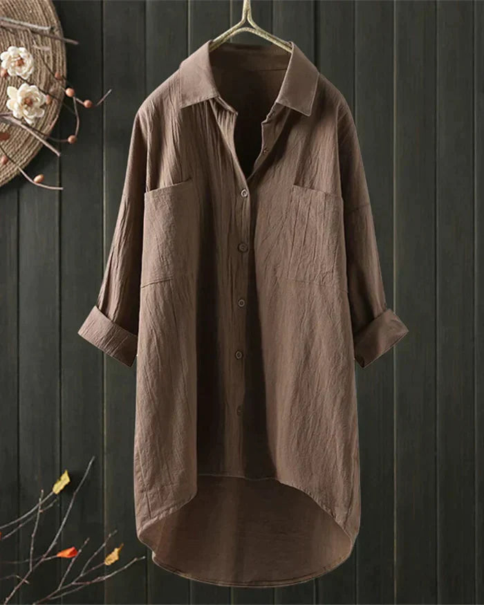 Einfache, langärmelige, locker sitzende Bluse Nora