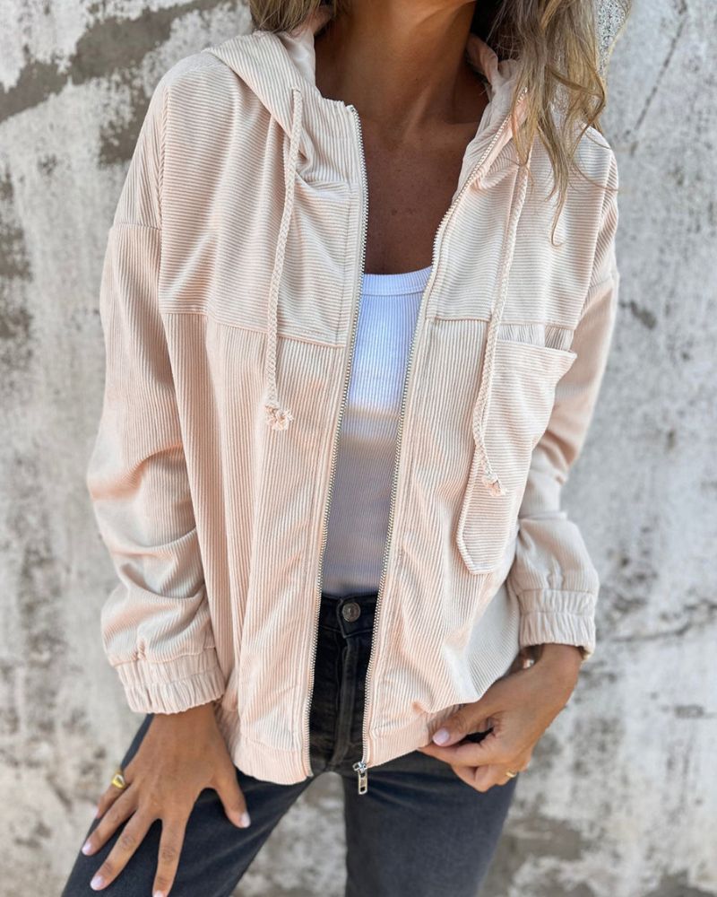 Krohn-e | leichte Cord-Jacke mit Kapuze für Damen