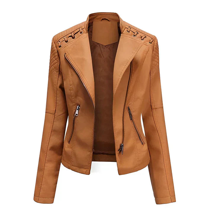 Krohn-e | Pudriges Lederjacke mit Reißverschluss