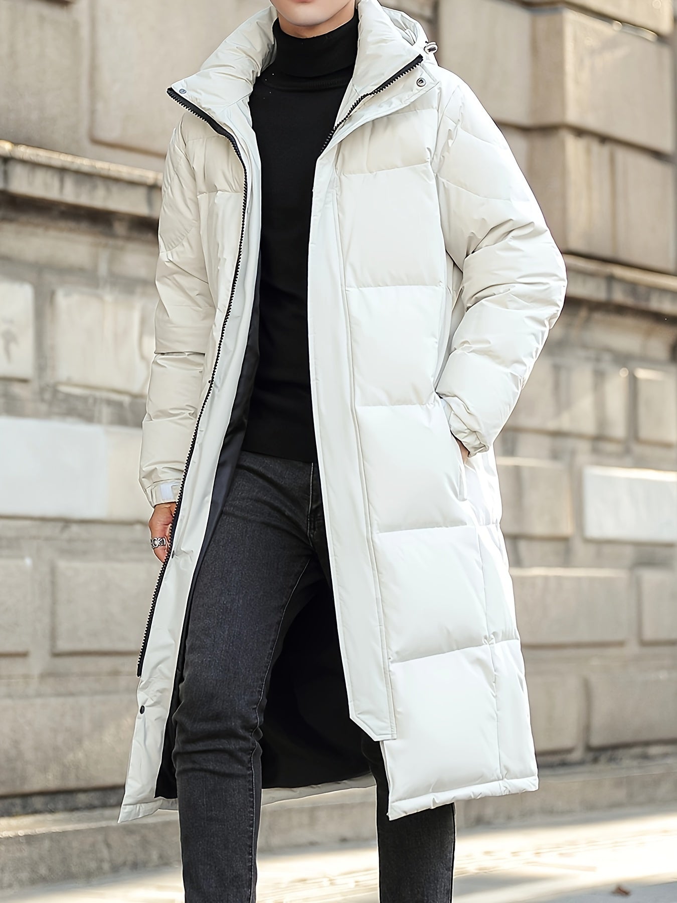 Krohn-e | Lange Pufferjacke mit Kapuze Polyester Isolierend und Stilvoll