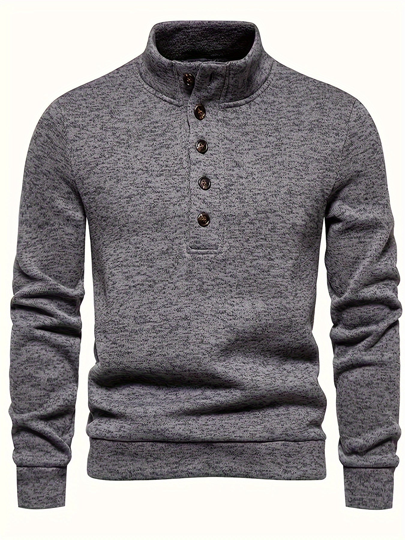 Krohn-e | Strickpullover mit Knöpfen und Hohem Kragen Bequem und Warm Acryl