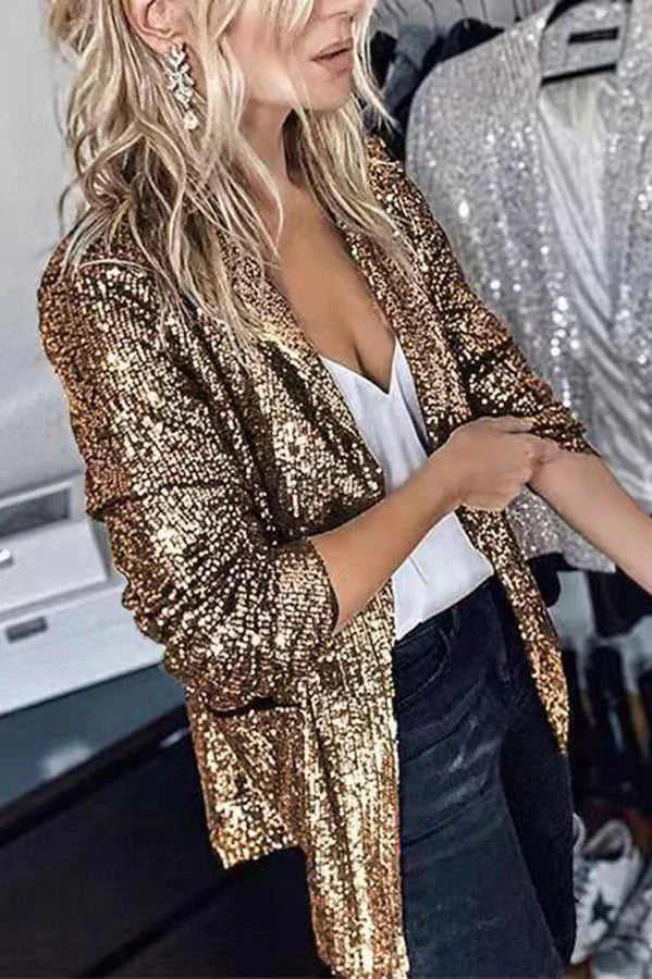 Krohn-e | Blazer mit Revers und Pailletten
