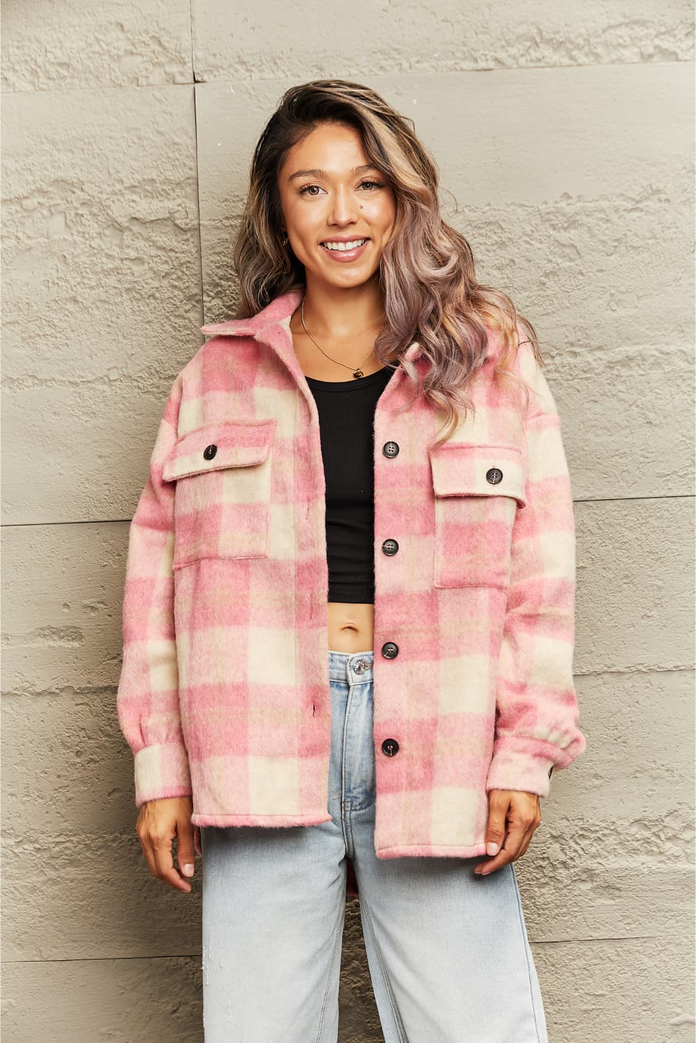 Krohn-e | Karierte Kragenknopf Jacke