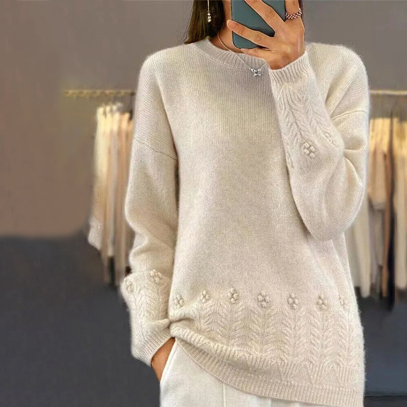 Krohn-e | Strickbluse mit Musterdetails Wolle Komfortabel und Elegant