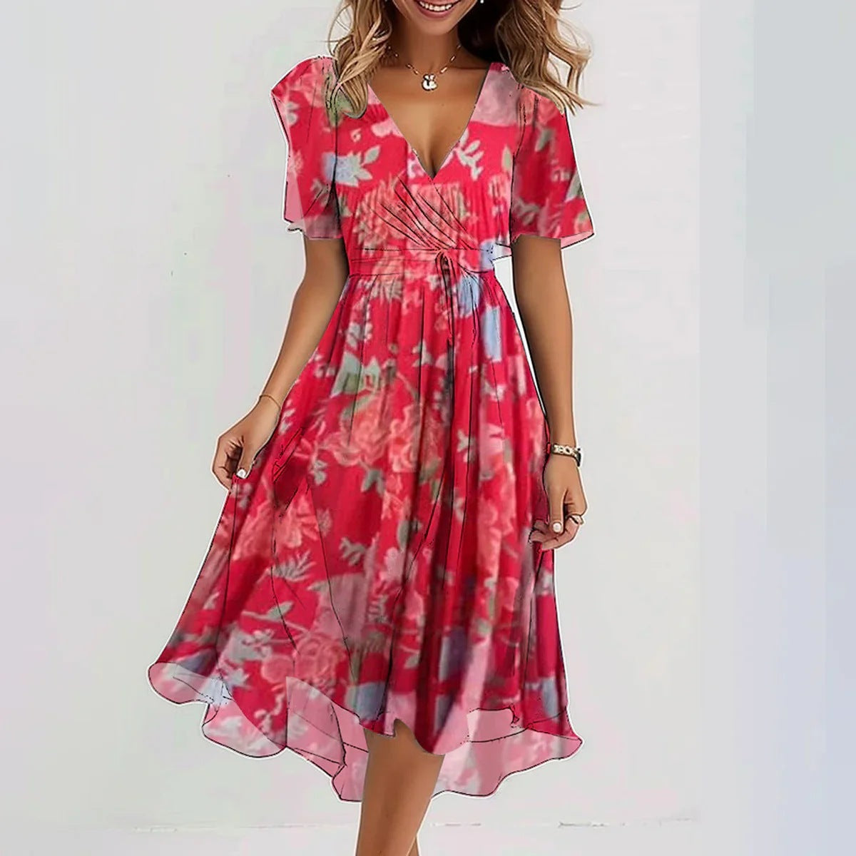 KROHN-E Damen Sommerkleid ärmellos mit fließendem Rock luftig leicht