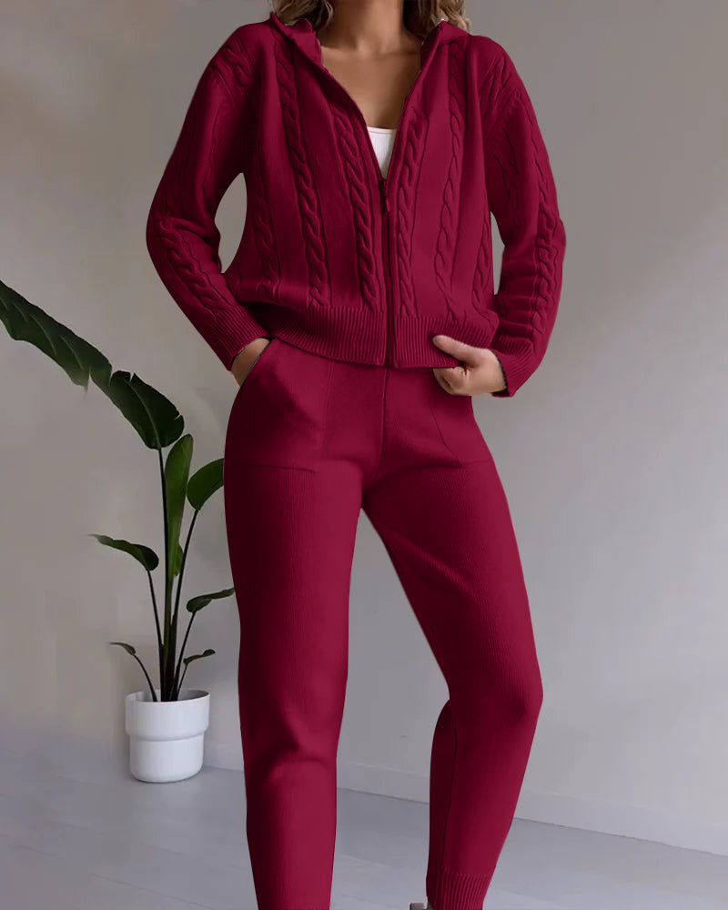 Krohn-e | Jacquard-Strickjacken-Set mit Twist-Design
