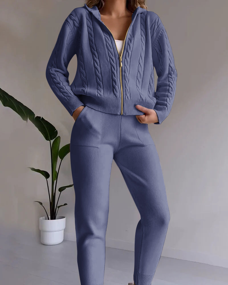 Krohn-e | Jacquard-Strickjacken-Set mit Twist-Design
