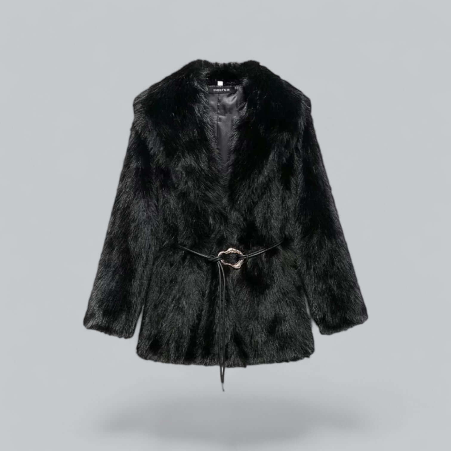 Krohn-e | Kunstfell Gürtel Midi Langmantel