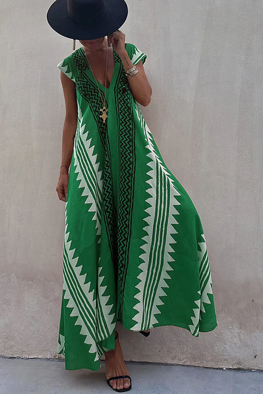 Julia: Maxidress with Ethno-Pattern (Available in 7 Colors)