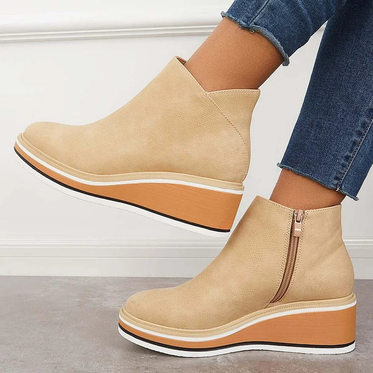 KROHN-E Damen Moderne Stiefel Blockabsatz Mittlere Höhe Elegant