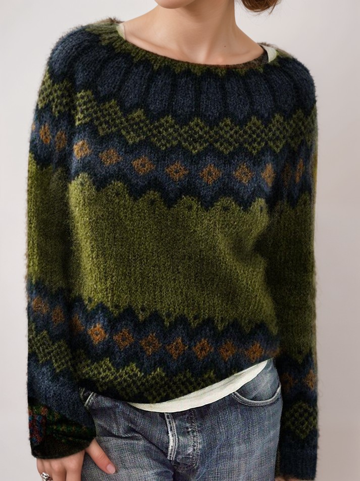 Krohn-e | Nordisk Strickpullover Weiche Wollmischung Gemütliche Eleganz
