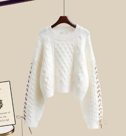 Faye Zweiteiliges Set: Lockerer Strickpullover und weite Hose