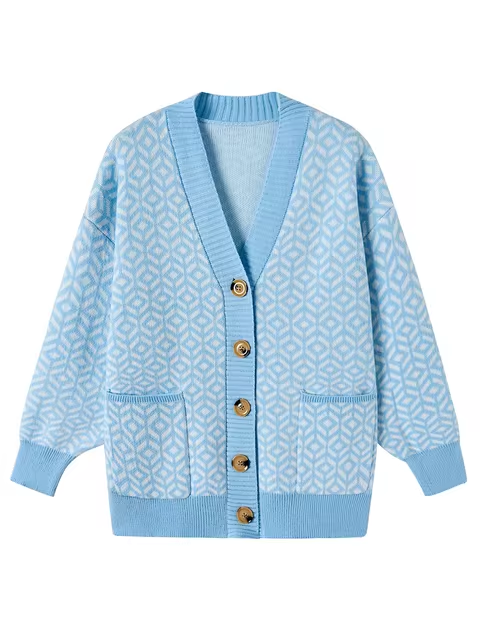 Krohn-e | Strickjacke mit geometrischem Muster und Knopfleiste
