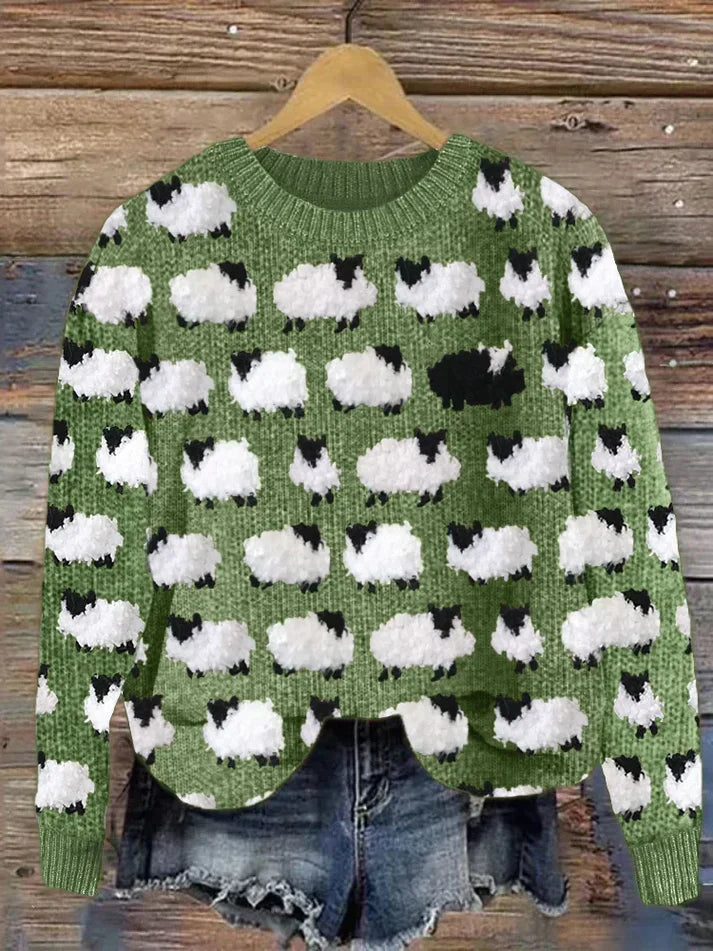 Susan: Kuscheliger Vintage-Strickpullover aus Schaffell