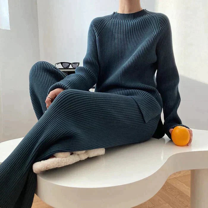 Krohn-e | Strick Damen Pullover Satz mit Weitem Hosen