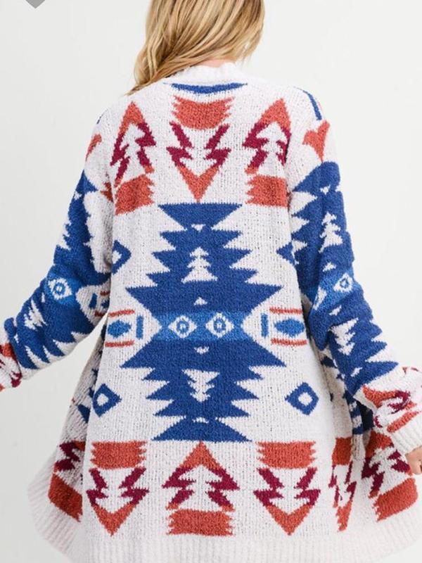 Krohn-e | Boheme Cardigan mit Ethnischem Muster Weich und Warm Einzigartiges Design