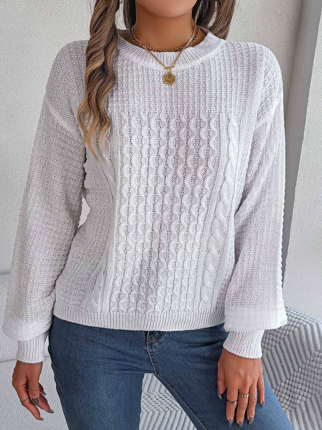 Krohn-e | Sweater - Strukturstrick Rundhals Pullover