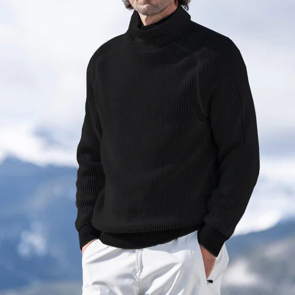 Entspannter Herren-Rollkragenpullover aus Rippstrick