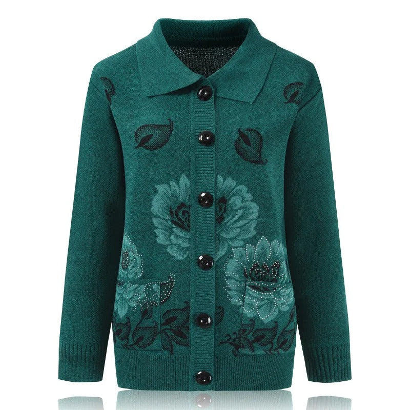 Amelia® | Edle Strickjacke mit Blumenapplikation