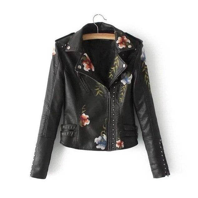 Krohn-e | Damen Blumen PU Lederjacke