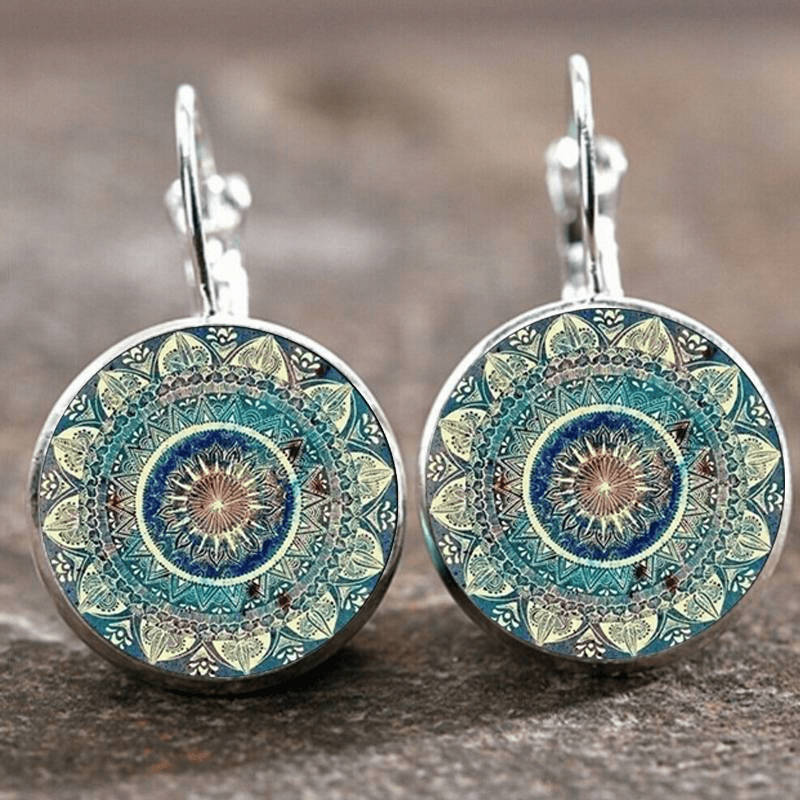 KROHN-E Damen Vintage Mandala-Ohrringe Filigran