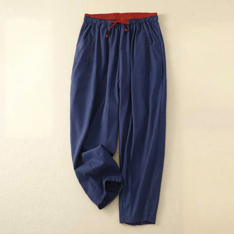 KROHN-E Damen Sommer-Hose Relaxed Fit Leichter Stoff Bequem