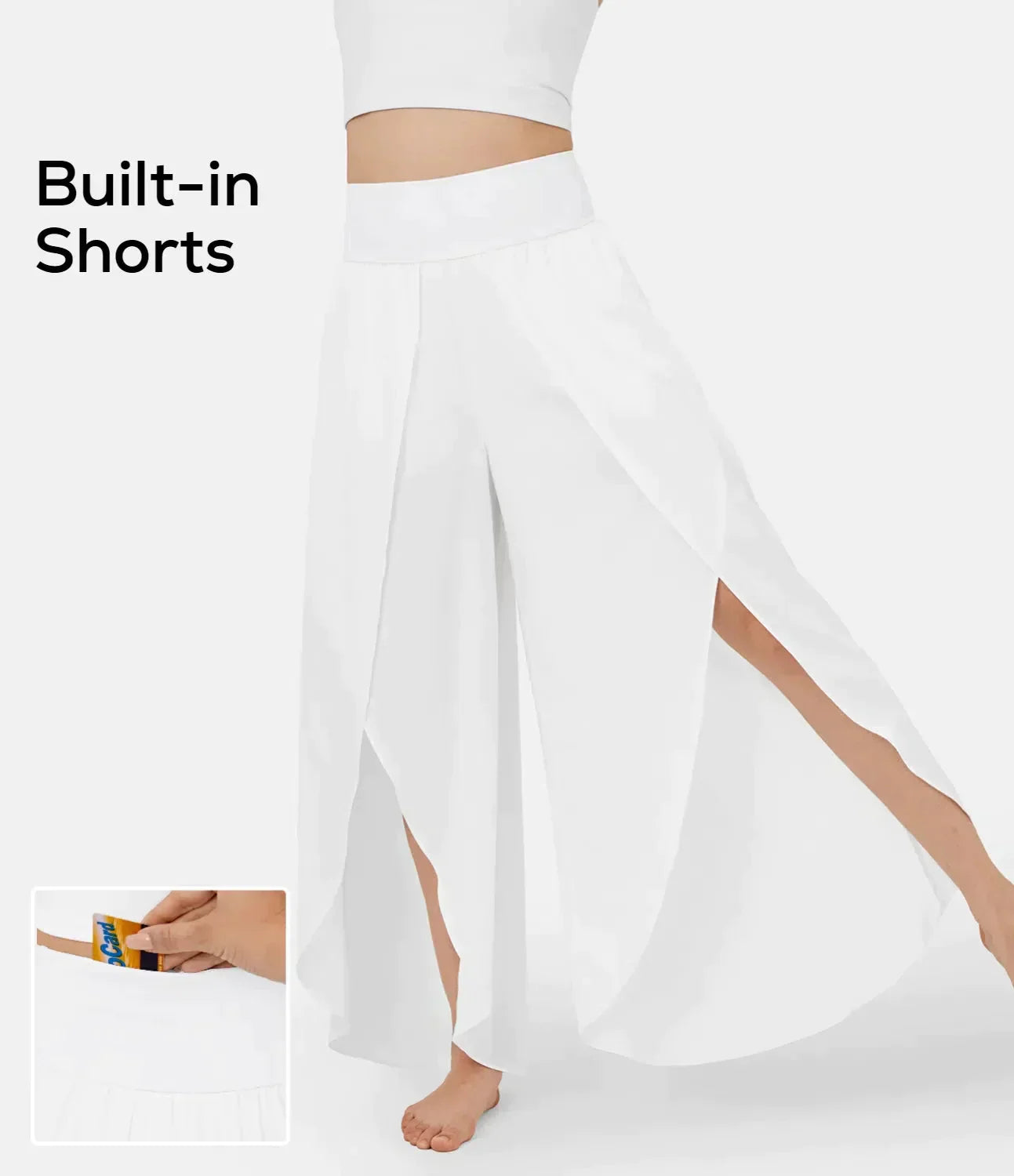 Leichte, luftige Schlaghose für Damen mit integrierter Shorts
