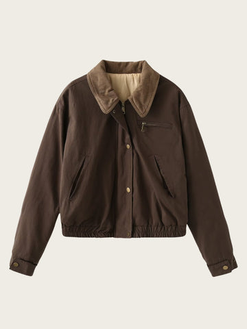 Krohn-e | Casual Bomberjacke Cord Kragen Reißverschluss Oberbekleidung