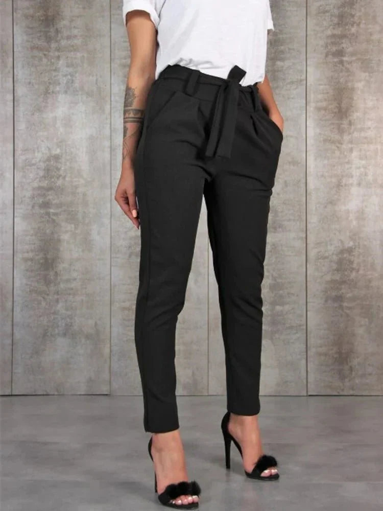 Krohn-e | Hochtaillen Damenhose mit Gürtel