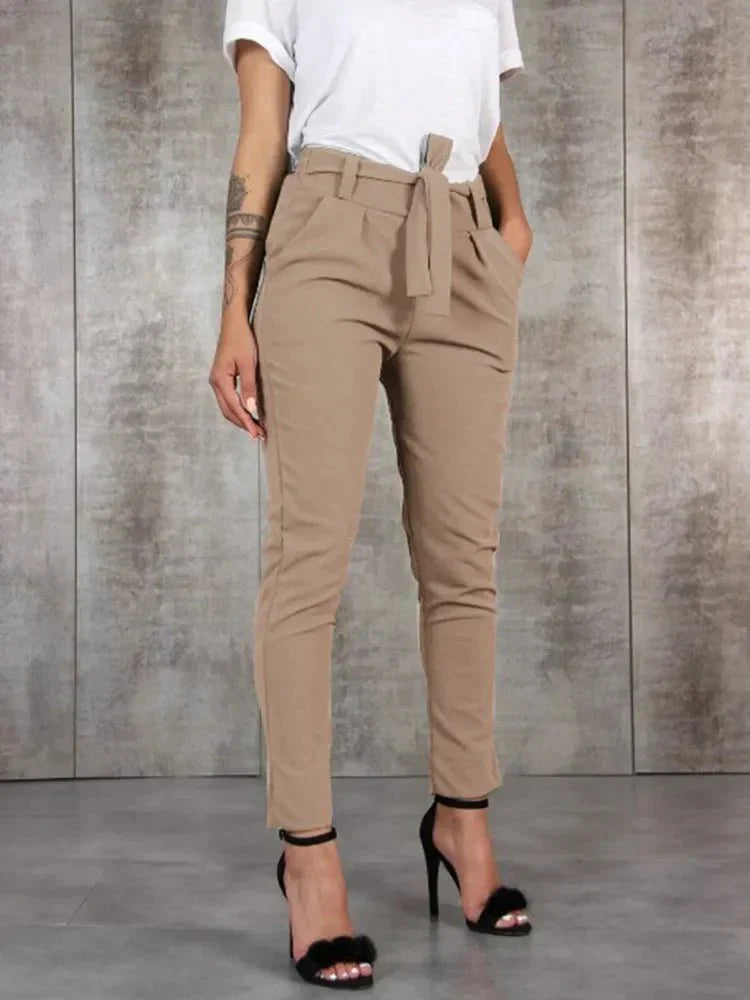 Krohn-e | Hochtaillen Damenhose mit Gürtel