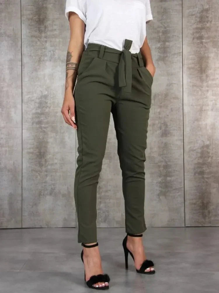 Krohn-e | Hochtaillen Damenhose mit Gürtel