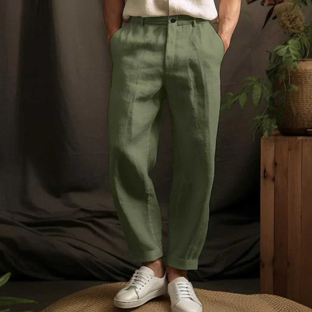 Leinenhose für Herren von Alfons | Bequeme Sommerhose mit normaler Passform