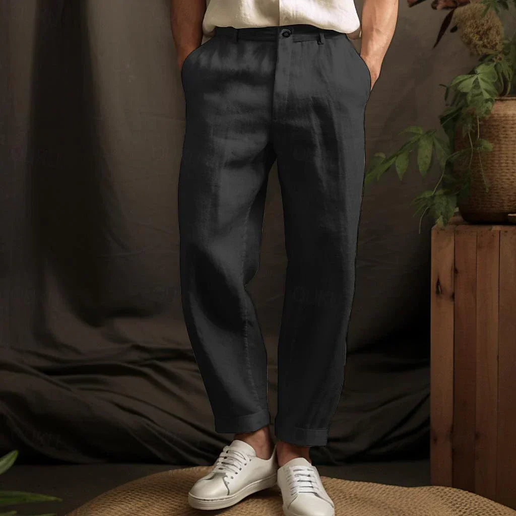 Leinenhose für Herren von Alfons | Bequeme Sommerhose mit normaler Passform
